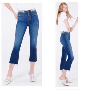 Veronica Beard Carolyn 10" Baby Boot Cut Jeans Allure Wash Striped Size 24 Crop